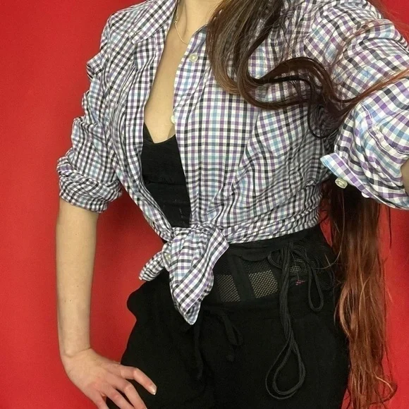 Purple and blue checkered button up 💜🩵​​​​​​​​​​​​​​​​ - Picture 2 of 5